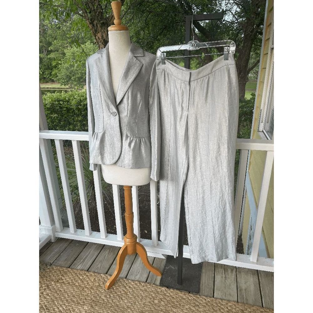 Peace of Cloth Silver Metallic Pantsuit